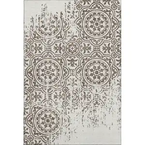 Photo of Chocolate And Ivory Medallion Washable Area Rug With UV Protection