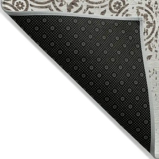 Chocolate And Ivory Medallion Washable Indoor Outdoor Area Rug Photo 3