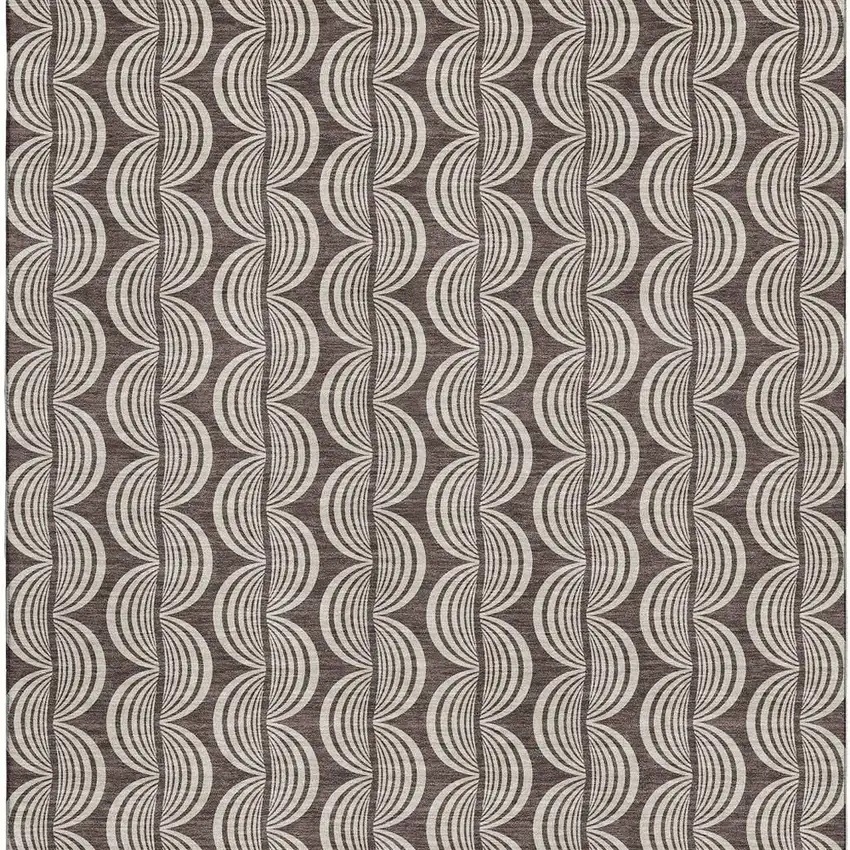 Chocolate And Ivory Ogee Washable Area Rug With UV Protection Photo 2