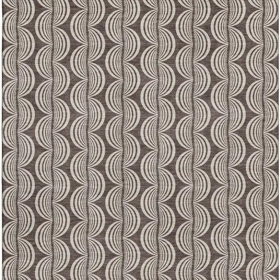 Chocolate And Ivory Ogee Washable Area Rug With UV Protection Photo 3