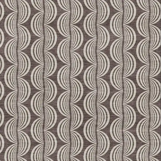 Chocolate And Ivory Ogee Washable Area Rug With UV Protection Photo 2