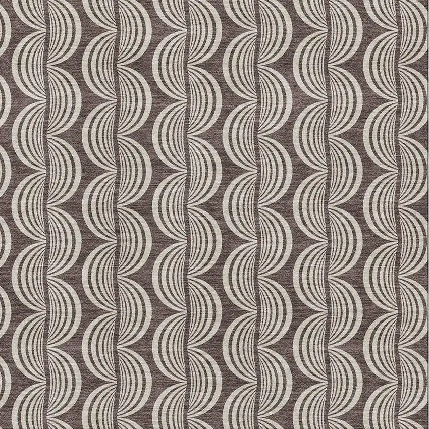 Chocolate And Ivory Ogee Washable Area Rug With UV Protection Photo 2