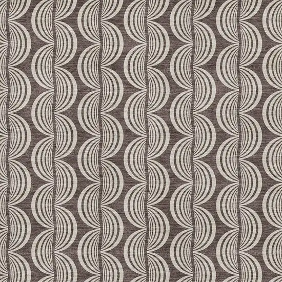 Chocolate And Ivory Ogee Washable Area Rug With UV Protection Photo 2