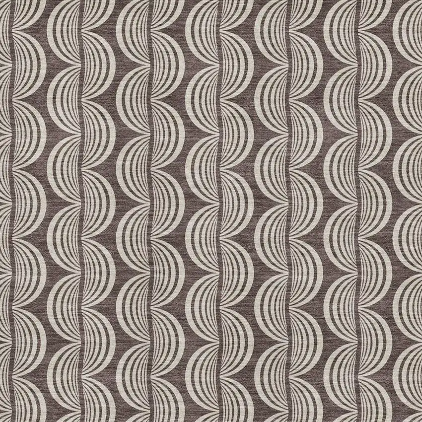 Chocolate And Ivory Ogee Washable Area Rug With UV Protection Photo 2