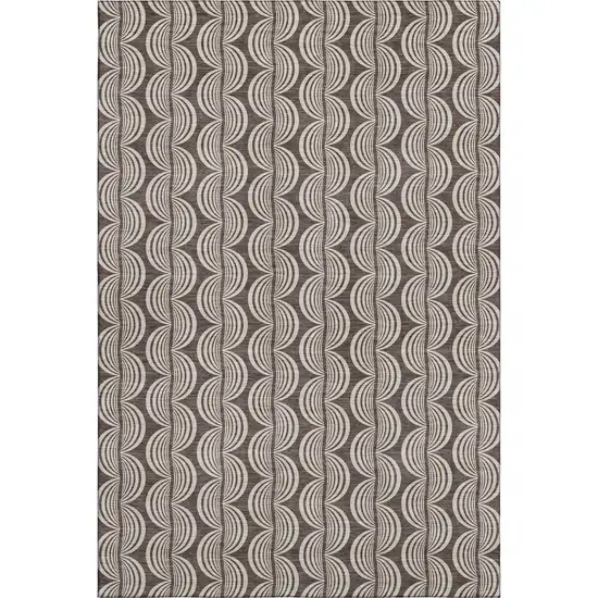 Chocolate And Ivory Ogee Washable Area Rug With UV Protection Photo 1