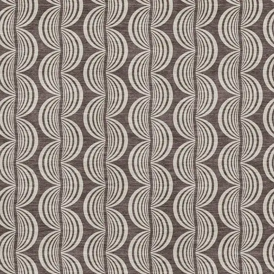 Chocolate And Ivory Ogee Washable Area Rug With UV Protection Photo 2