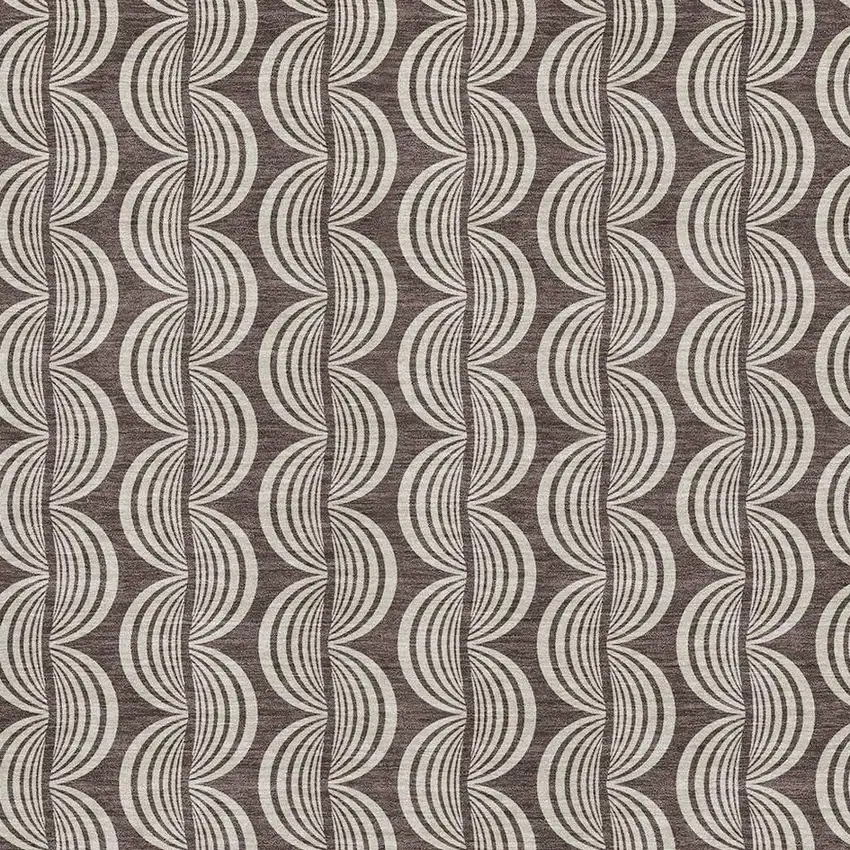 Chocolate And Ivory Ogee Washable Area Rug With UV Protection Photo 2