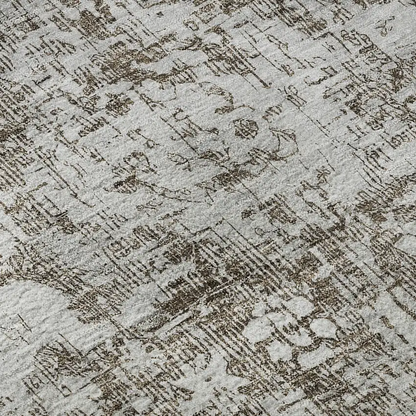 Chocolate And Ivory Oriental Washable Area Rug With UV Protection Photo 9