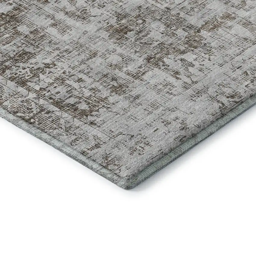 Chocolate And Ivory Oriental Washable Area Rug With UV Protection Photo 7