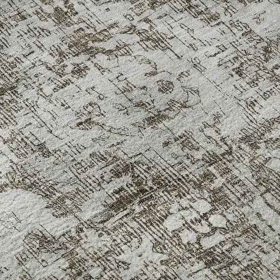 Chocolate And Ivory Oriental Washable Area Rug With UV Protection Photo 9