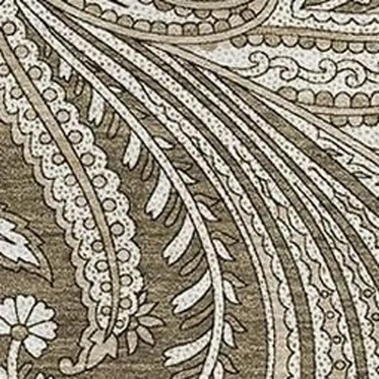 Chocolate And Ivory Paisley Washable Area Rug With UV Protection Photo 4