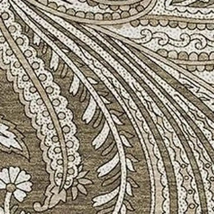 Chocolate And Ivory Paisley Washable Area Rug With UV Protection Photo 4