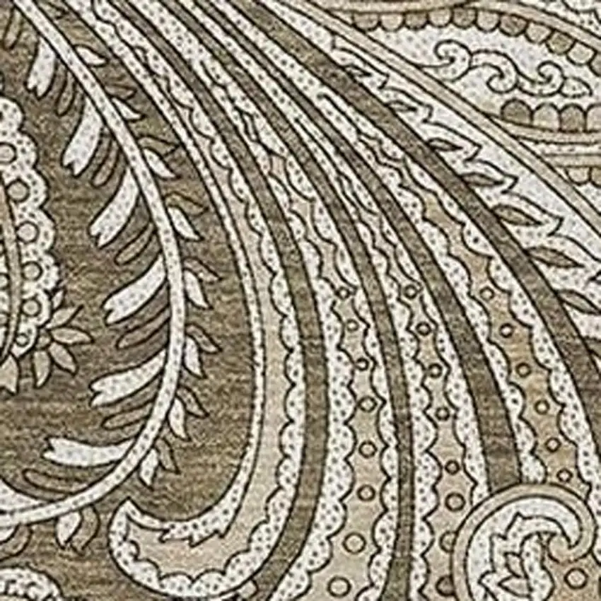 Chocolate And Ivory Paisley Washable Area Rug With UV Protection Photo 5