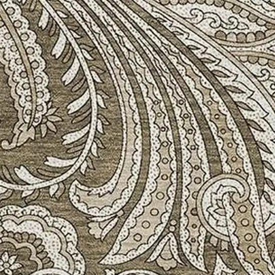 Chocolate And Ivory Paisley Washable Area Rug With UV Protection Photo 5