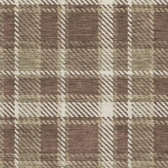 Chocolate And Ivory Plaid Washable Area Rug With UV Protection Photo 3