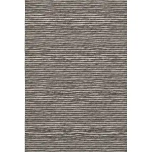 Photo of Chocolate And Ivory Striped Washable Area Rug With UV Protection