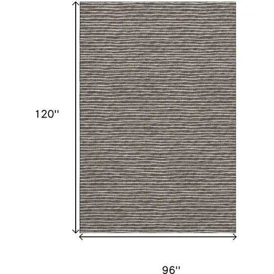 Chocolate And Ivory Striped Washable Area Rug With UV Protection Photo 3