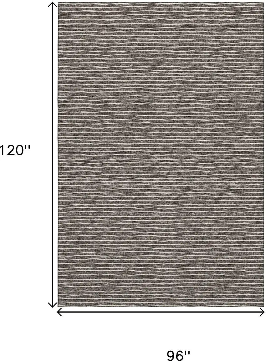 Chocolate And Ivory Striped Washable Area Rug With UV Protection Photo 3