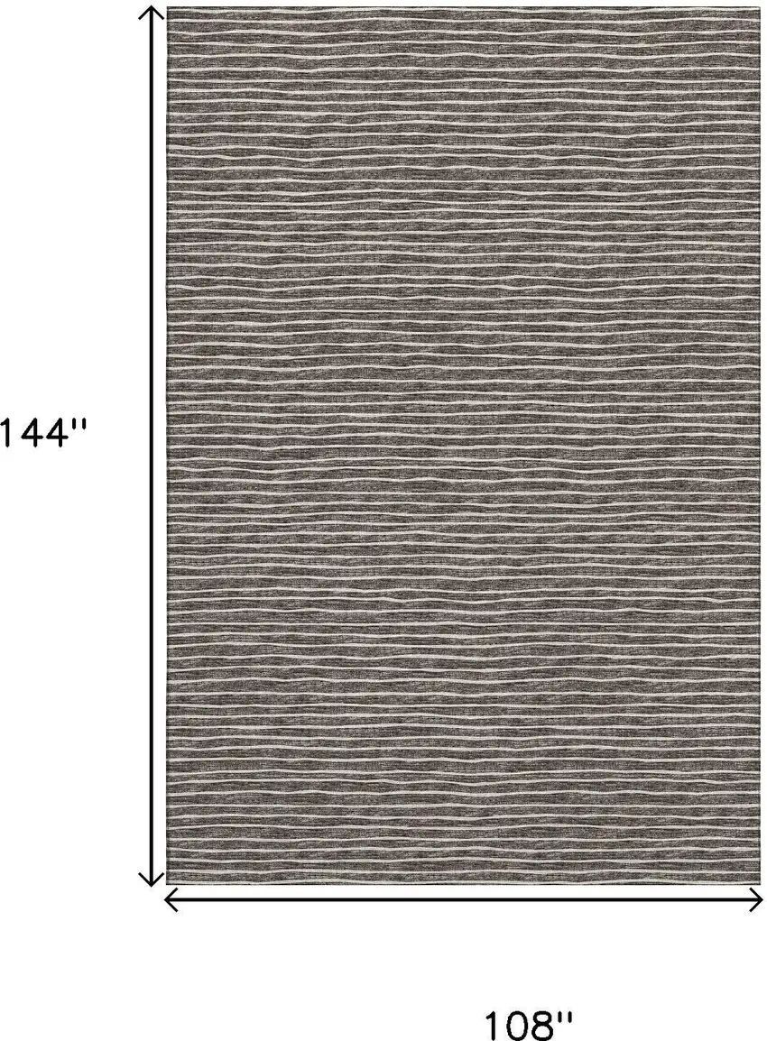 Chocolate And Ivory Striped Washable Area Rug With UV Protection Photo 3