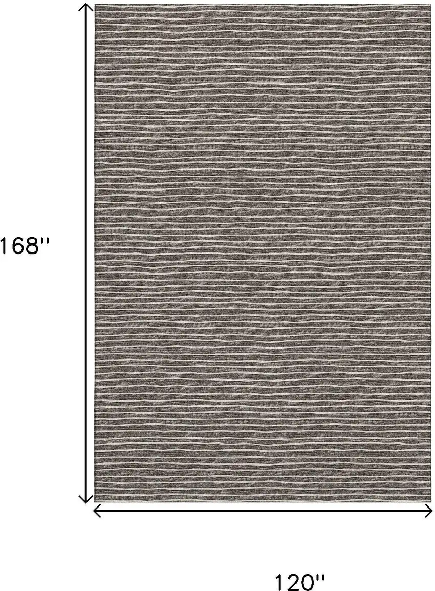 Chocolate And Ivory Striped Washable Area Rug With UV Protection Photo 3