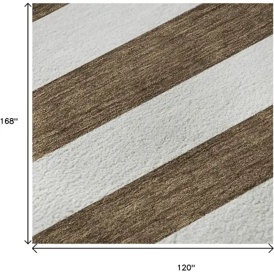 Chocolate And Ivory Striped Washable Area Rug With UV Protection Photo 9