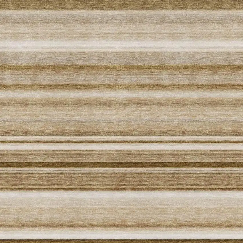 Chocolate And Ivory Striped Washable Area Rug With UV Protection Photo 4