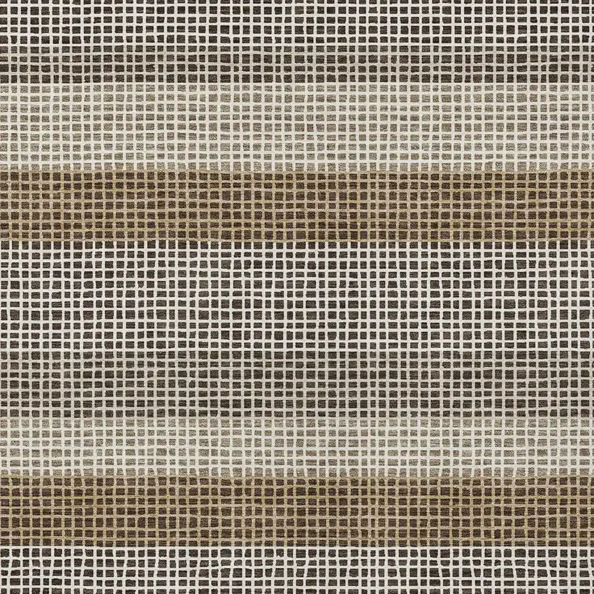 Chocolate And Ivory Striped Washable Indoor Outdoor Area Rug Photo 3