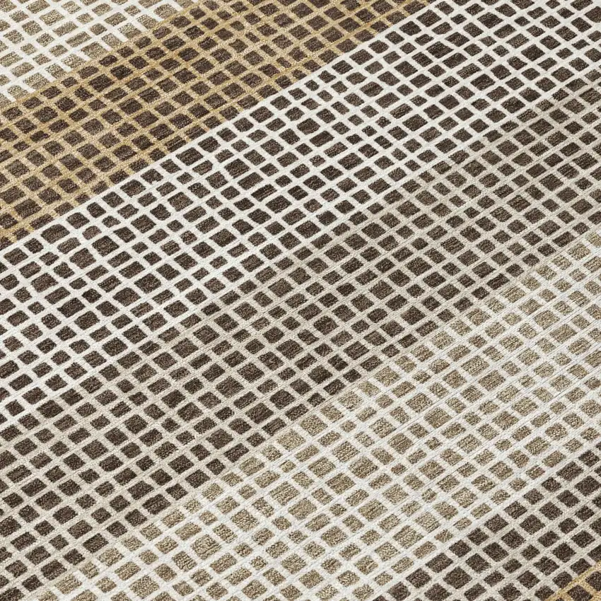 Chocolate And Ivory Striped Washable Indoor Outdoor Area Rug Photo 6