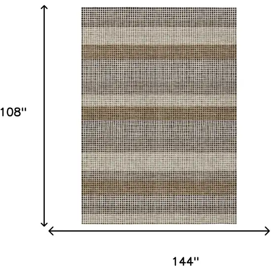 Chocolate And Ivory Striped Washable Indoor Outdoor Area Rug Photo 7