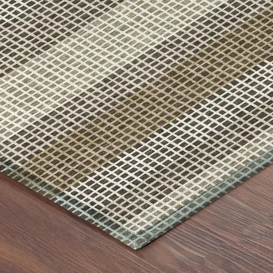 Chocolate And Ivory Striped Washable Indoor Outdoor Area Rug Photo 5