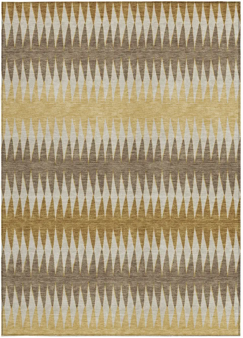 Chocolate And Ivory Striped Washable Indoor Outdoor Area Rug Photo 7