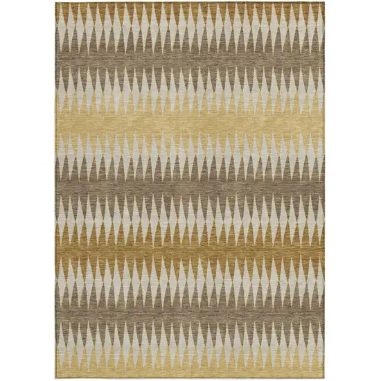 Chocolate And Ivory Striped Washable Indoor Outdoor Area Rug Photo 7