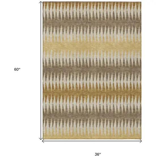 Chocolate And Ivory Striped Washable Indoor Outdoor Area Rug Photo 3