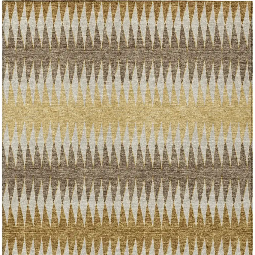 Chocolate And Ivory Striped Washable Indoor Outdoor Area Rug Photo 8