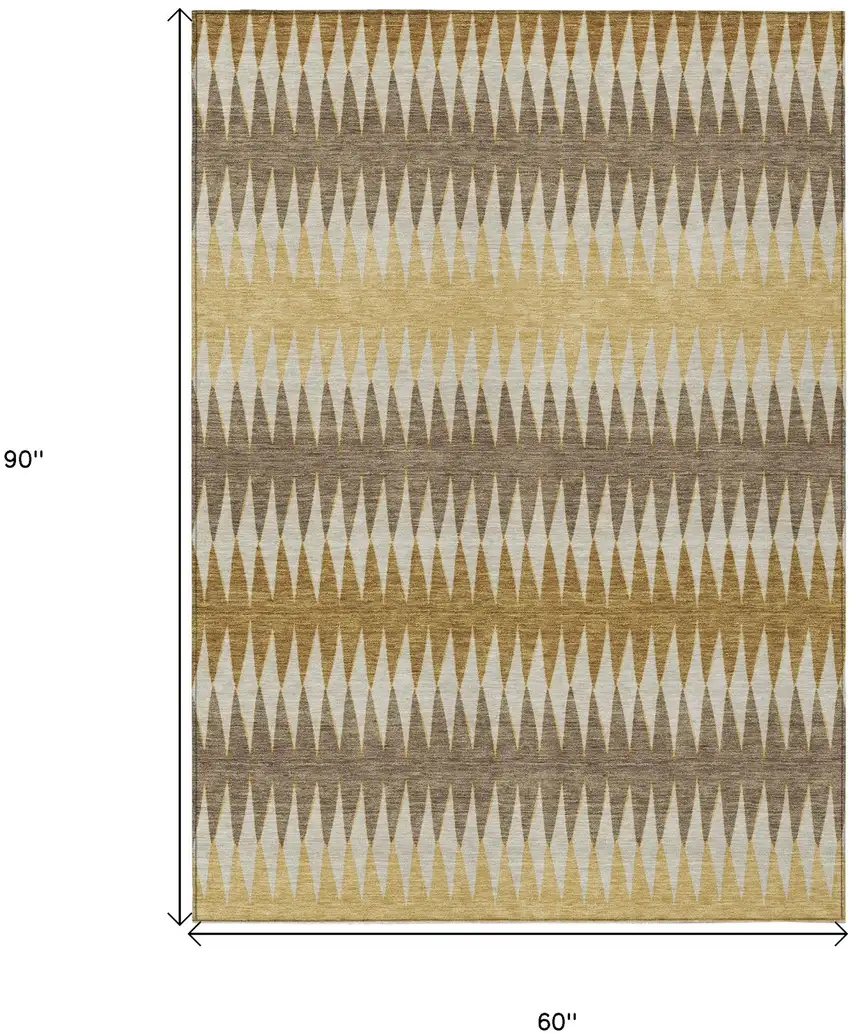 Chocolate And Ivory Striped Washable Indoor Outdoor Area Rug Photo 3