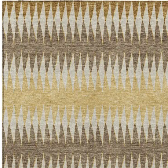 Chocolate And Ivory Striped Washable Indoor Outdoor Area Rug Photo 7