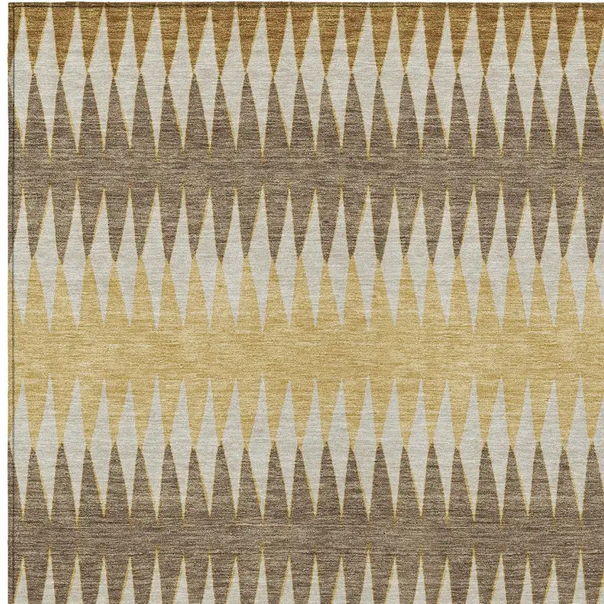 Chocolate And Ivory Striped Washable Indoor Outdoor Area Rug Photo 7