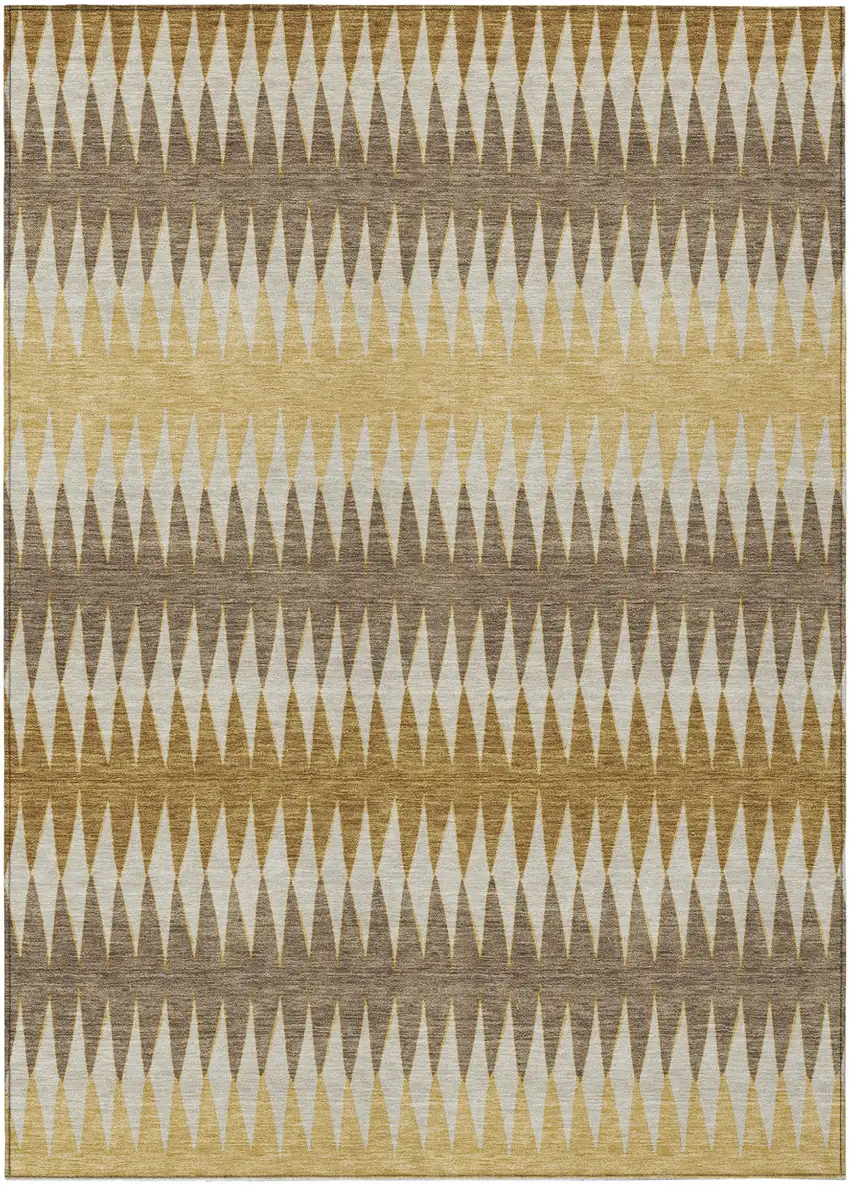 Chocolate And Ivory Striped Washable Indoor Outdoor Area Rug Photo 2