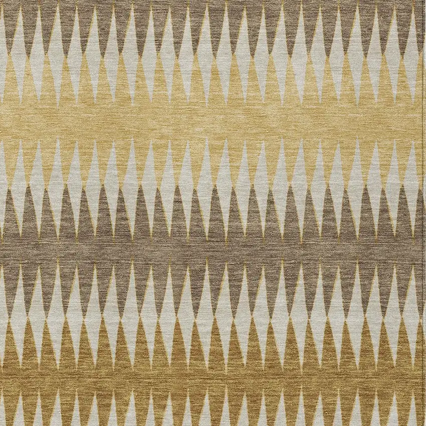 Chocolate And Ivory Striped Washable Indoor Outdoor Area Rug Photo 7