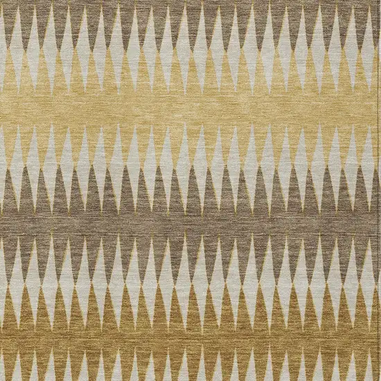 Chocolate And Ivory Striped Washable Indoor Outdoor Area Rug Photo 7