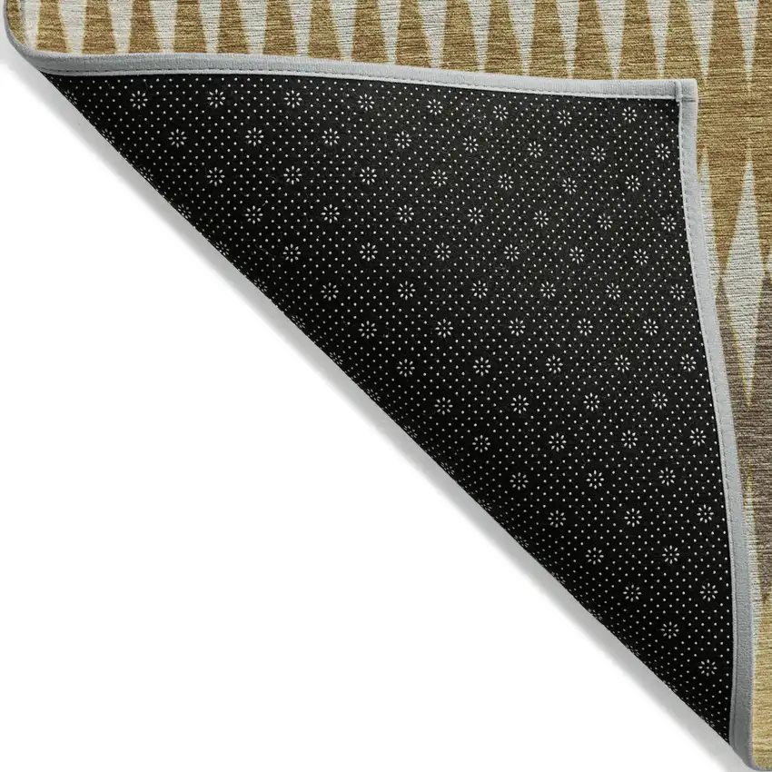 Chocolate And Ivory Striped Washable Indoor Outdoor Area Rug Photo 4