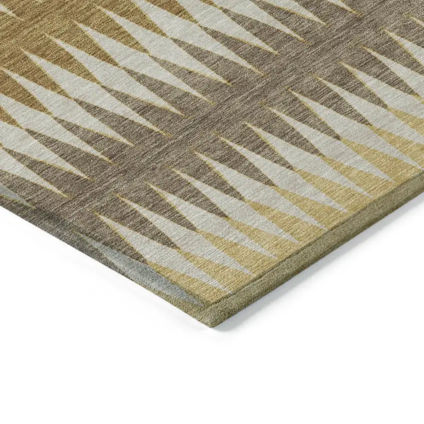 Chocolate And Ivory Striped Washable Indoor Outdoor Area Rug Photo 5