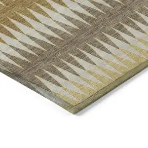 Photo of Chocolate And Ivory Striped Washable Indoor Outdoor Area Rug