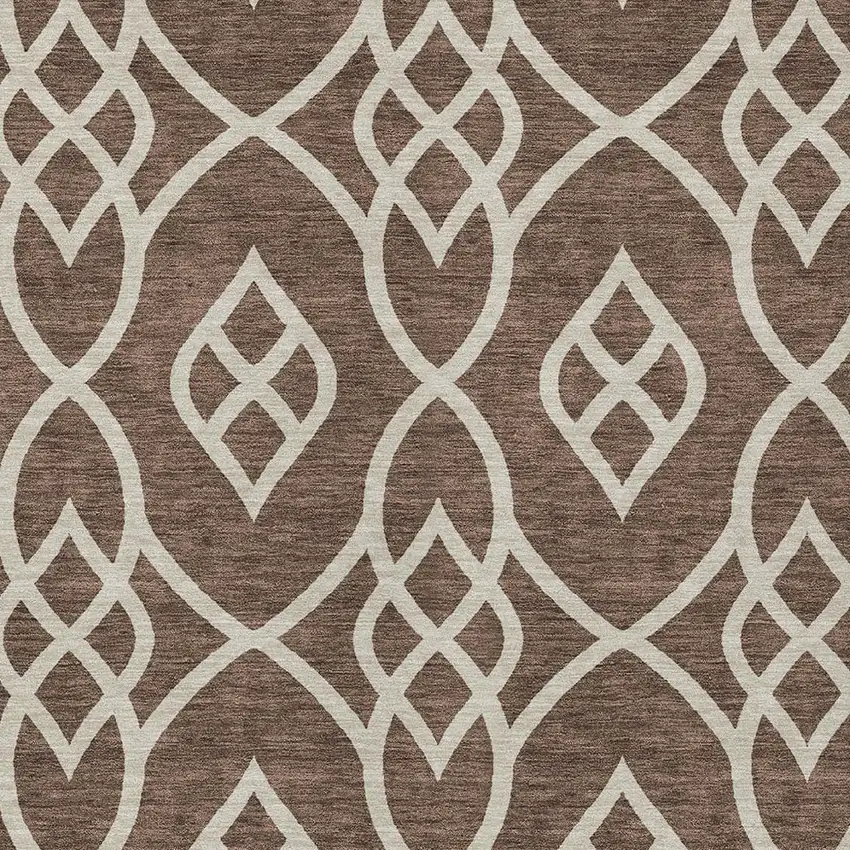 Chocolate And Ivory Trellis Washable Indoor Outdoor Area Rug Photo 6