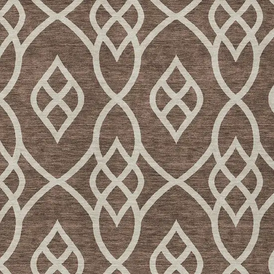 Chocolate And Ivory Trellis Washable Indoor Outdoor Area Rug Photo 6