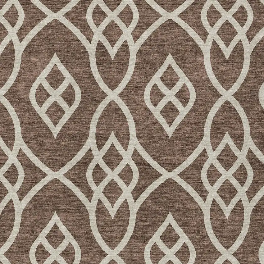 Chocolate And Ivory Trellis Washable Indoor Outdoor Area Rug Photo 6