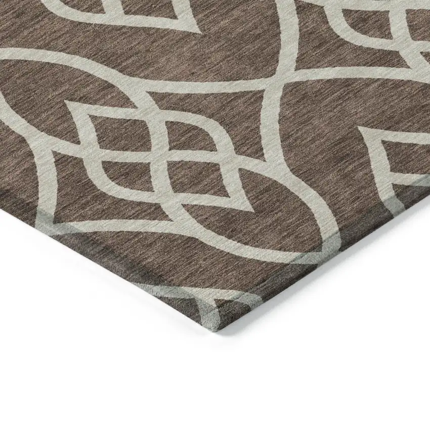 Chocolate And Ivory Trellis Washable Indoor Outdoor Area Rug Photo 5