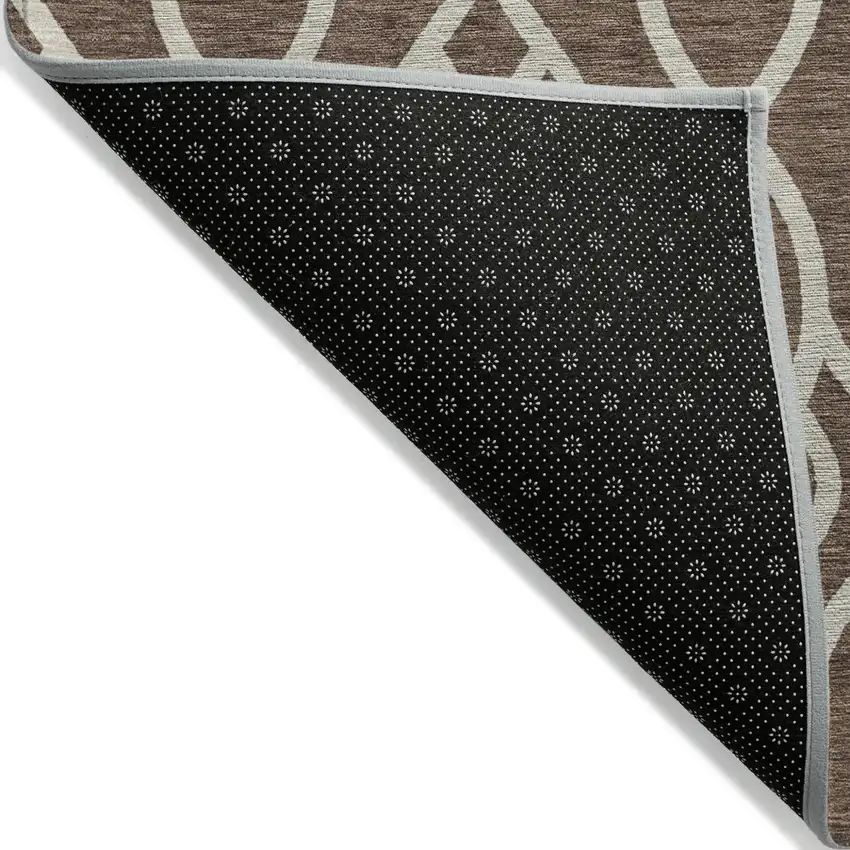 Chocolate And Ivory Trellis Washable Indoor Outdoor Area Rug Photo 4