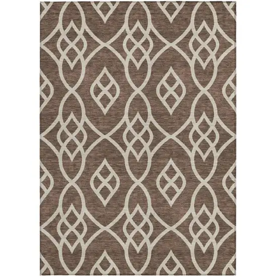 Chocolate And Ivory Trellis Washable Indoor Outdoor Area Rug Photo 7