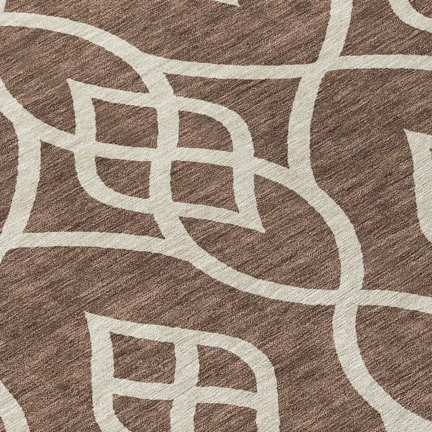 Chocolate And Ivory Trellis Washable Indoor Outdoor Area Rug Photo 8